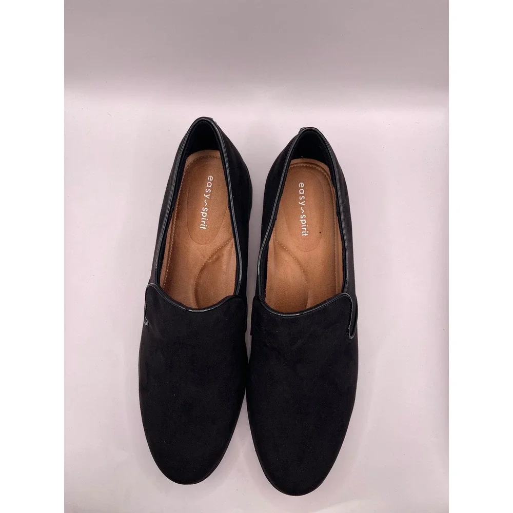 Easy Spirit Halsey 2 Womens Black Microsuede Slip On Loafers Size 11 M